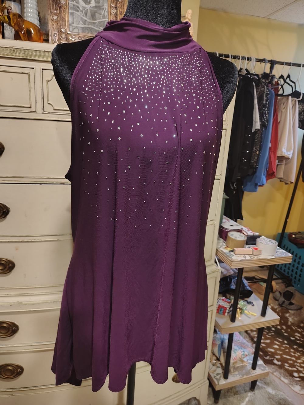 Plum Rhinestone Constellation Tunic Perseption Concept XL - Picture 6 of 7